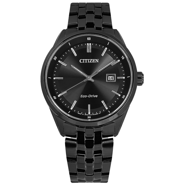 CITIZEN / BM7565-80E / 光動能 簡約時尚 日期 藍寶石水晶玻璃 防水 不鏽鋼手錶 鍍黑 41mm