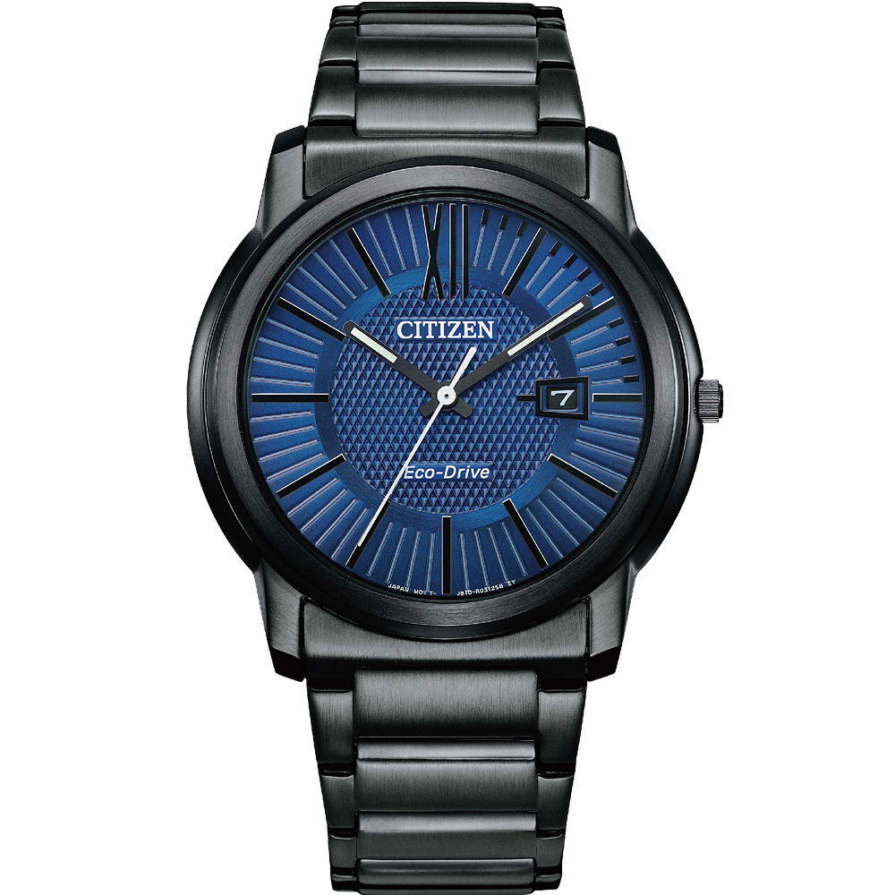 CITIZEN 星辰 光動能簡約大三針手錶-海軍藍/42mm AW1217-83L
