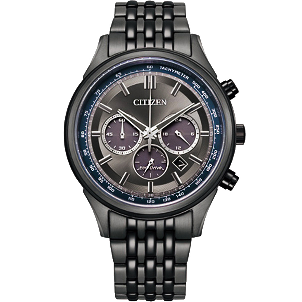 CITIZEN 星辰 亞洲限定 情人節推薦款 光動能計時手錶-黑X薄霧灰 CA4417-85H