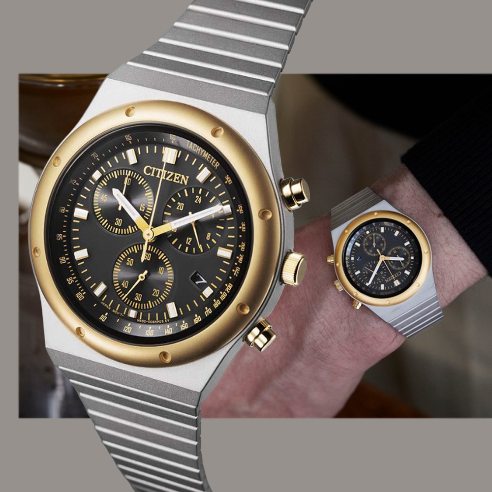 CITIZEN 星辰 昭和金限定款 光動能 碼錶計時腕錶 AT2544-64E