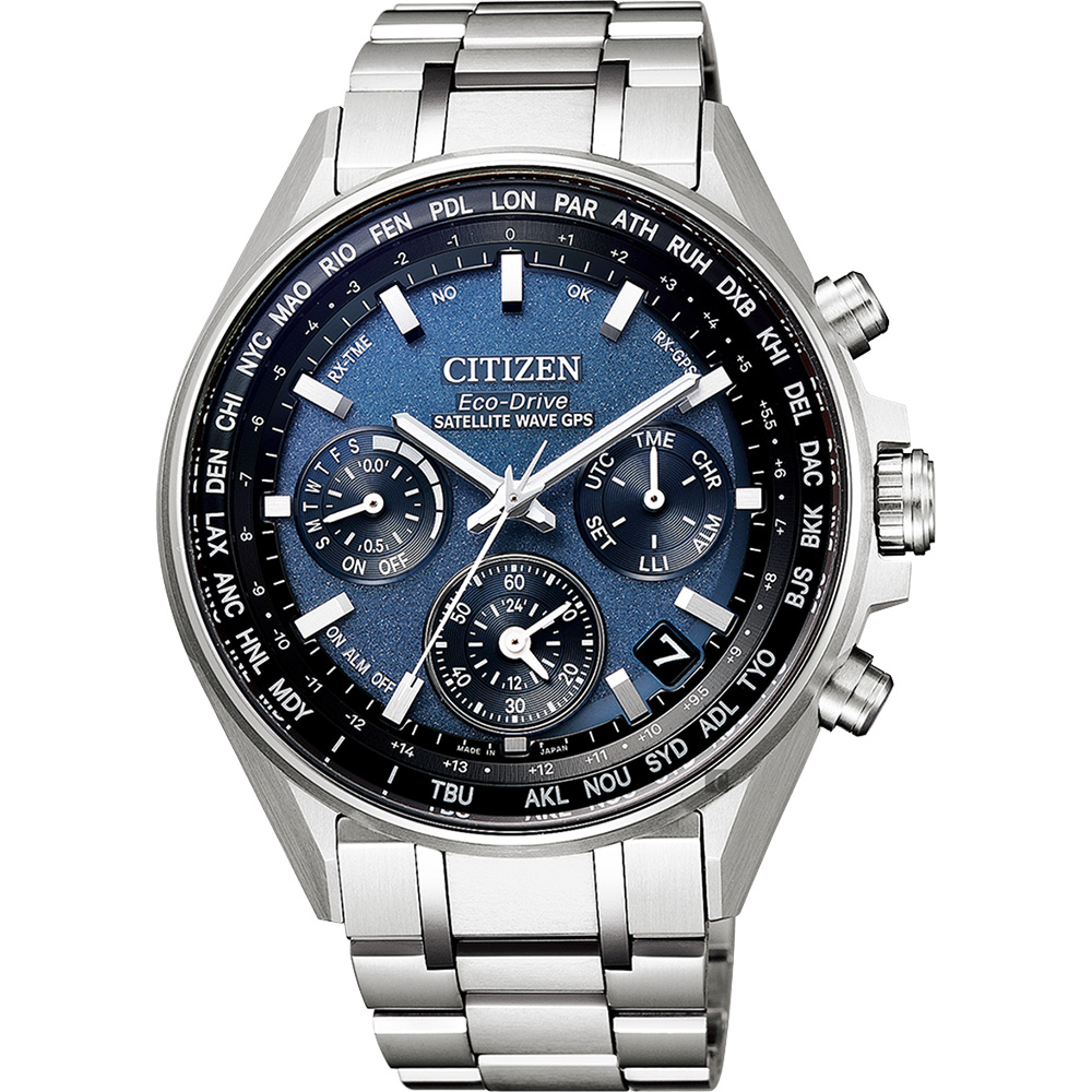 CITIZEN 星辰 光動能 鈦 GPS衛星對時手錶-藍x銀/44mm CC4000-59L