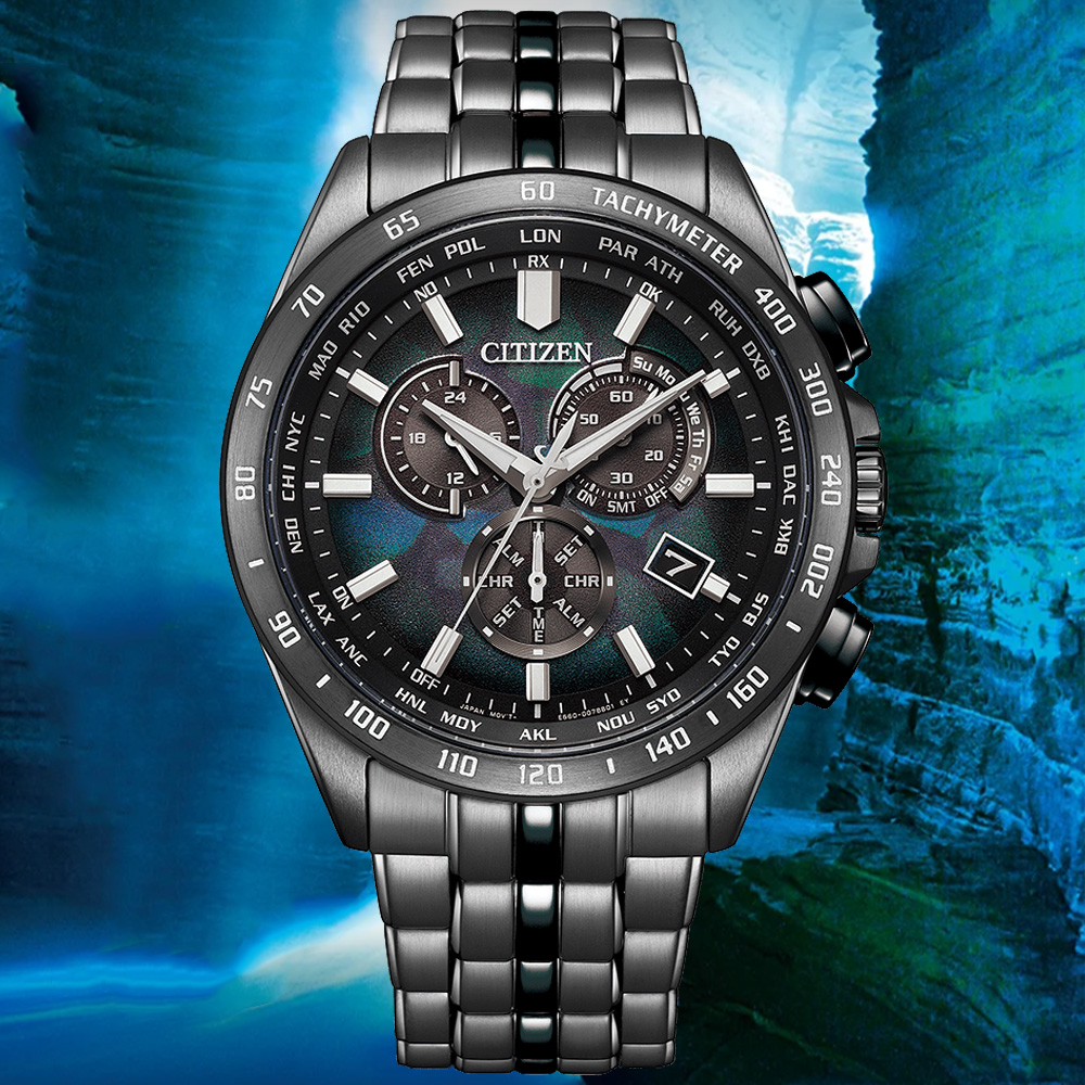 CITIZEN星辰 GENTS系列 100週年限量 宇宙幻彩 光動能 電波計時腕錶 43mm / CB5878-56E
