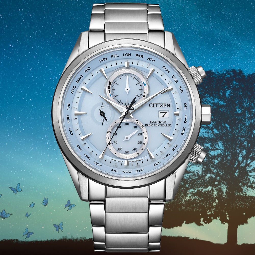CITIZEN星辰 GENTS系列 希望之藍 光動能 電波計時腕錶 43mm / AT8260-69M