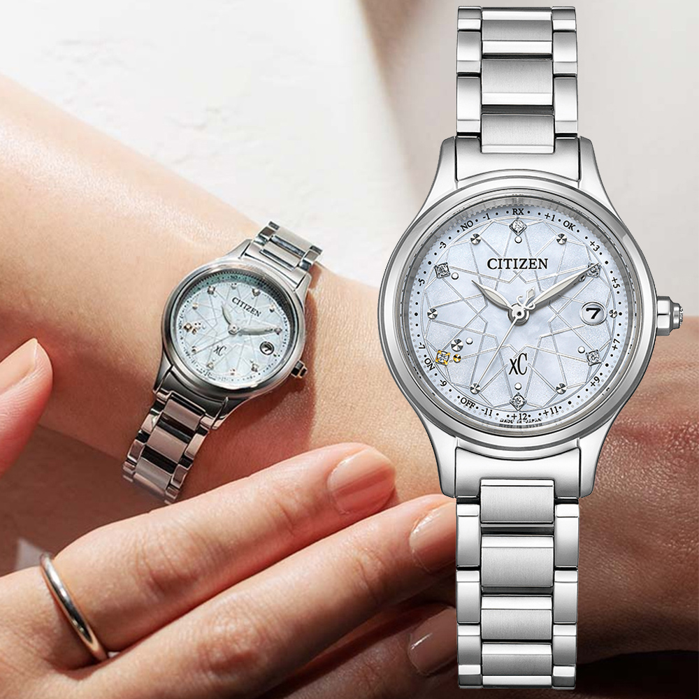 CITIZEN星辰 xC系列 光動能 電波鈦金屬腕錶 27mm / ES9490-87D