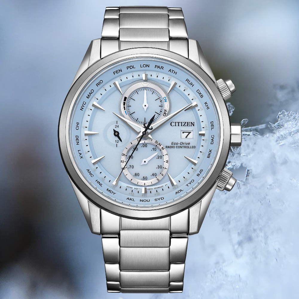CITIZEN 星辰 GENTS 藍色聖誕電波萬年曆光動能計時男錶/43mm(AT8260-69M)