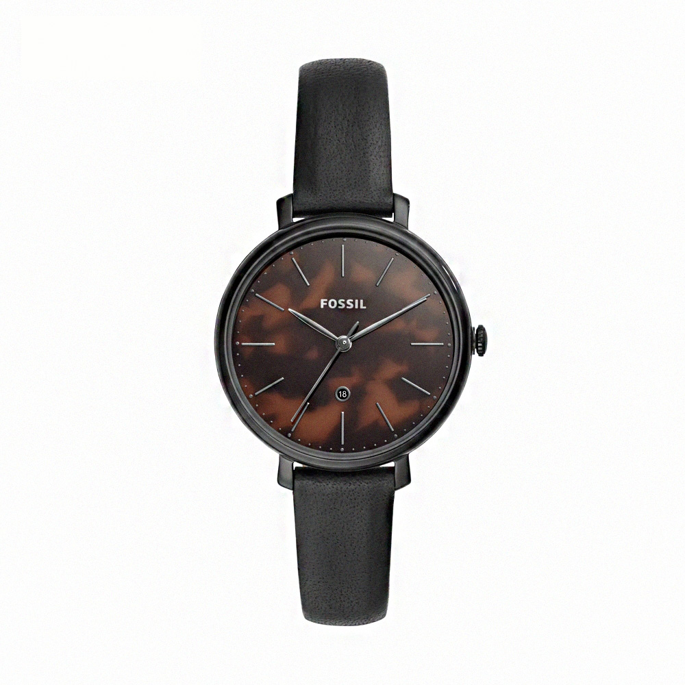 FOSSIL Jacqueline 系列賈姬風尚經典女錶 黑色真皮皮革錶帶x36mm-ES4632