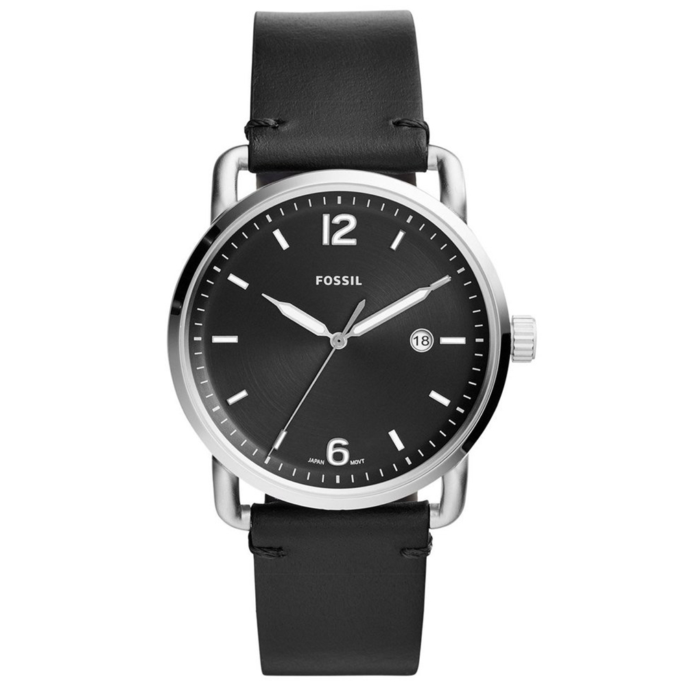 FOSSIL RUNWAY簡約時標時尚皮革腕錶-黑x44mm FS5406