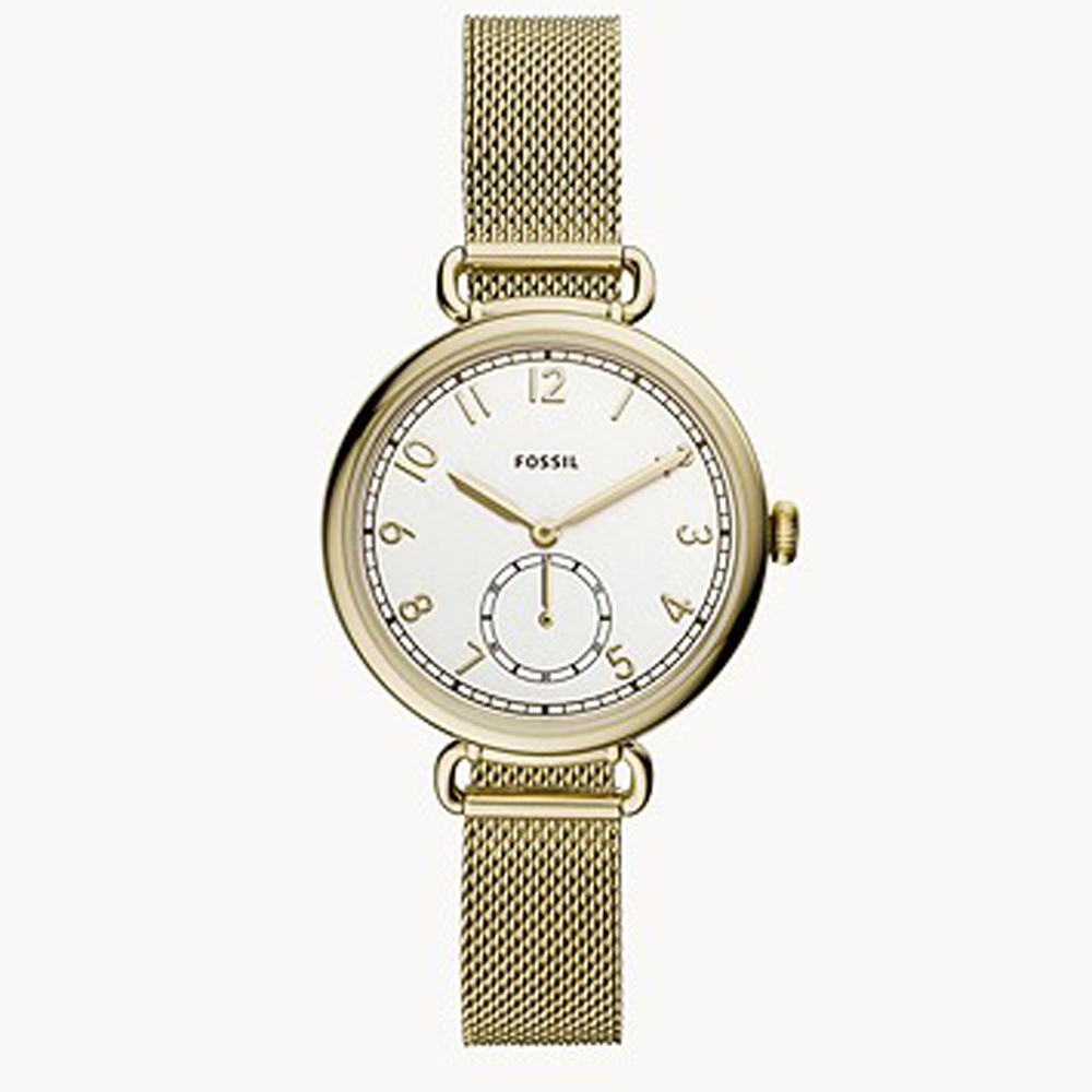 FOSSIL 三針金色調不銹鋼手錶 ES4887