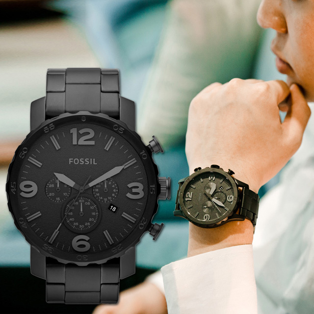 【FOSSIL】公司貨 粗曠風格大錶徑個性腕錶-消光黑(JR1401)