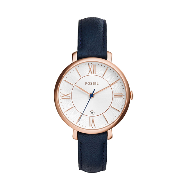 【Fossil】Jacqueline羅馬風簡約薄型時尚腕錶-藍色系/ES3843