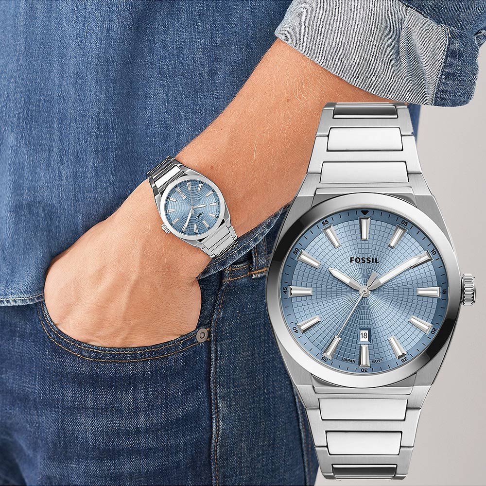 FOSSIL Everett 復古時尚大三針紳士手錶-42mm FS5986
