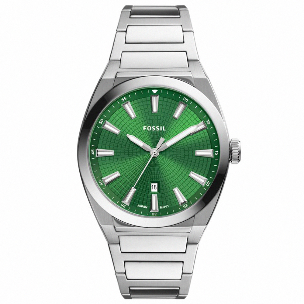 【FOSSIL】公司貨 耀眼紳士不鏽鋼腕錶/銀x綠面 男錶(FS5983)