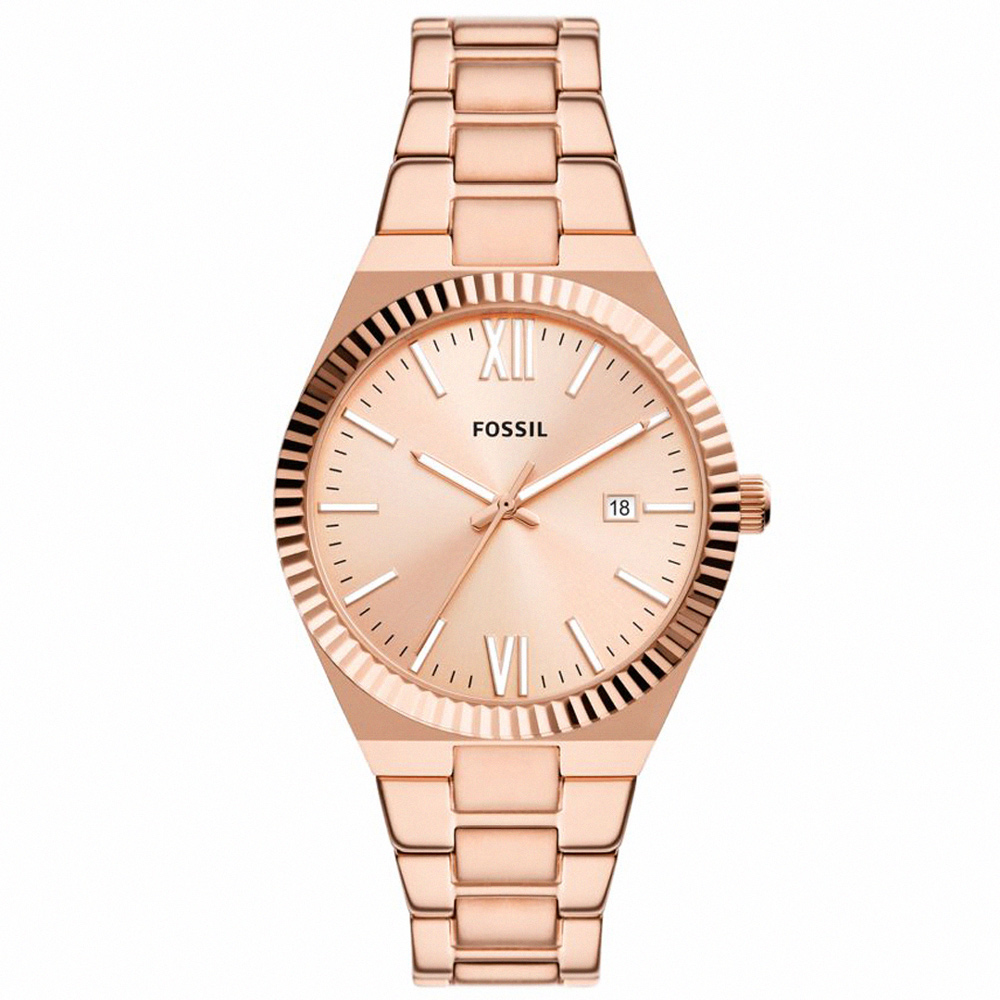 【FOSSIL】公司貨 經典簡約不鏽鋼腕錶/玫瑰金 女錶(ES5258)