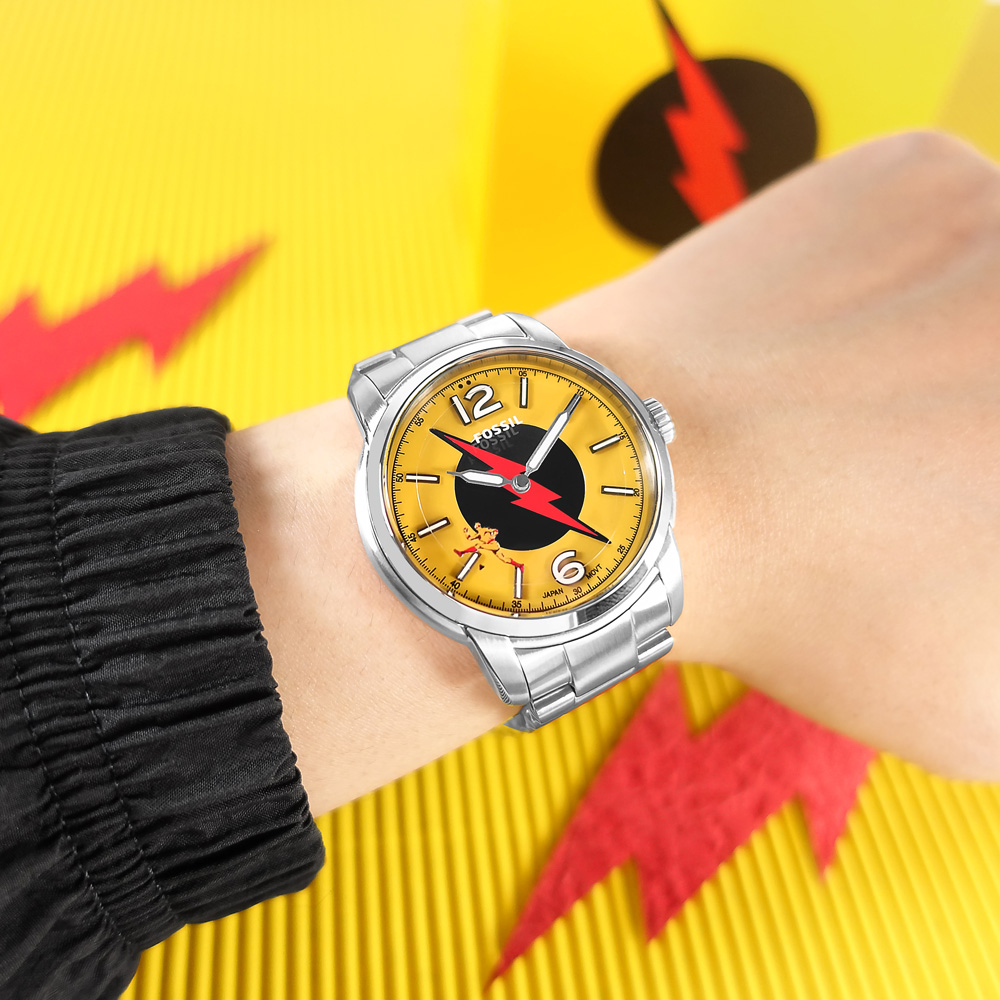 FOSSIL / LE1163 / 限量聯名款 DC明日傳奇 閃電俠 不鏽鋼手錶 黃色 40mm
