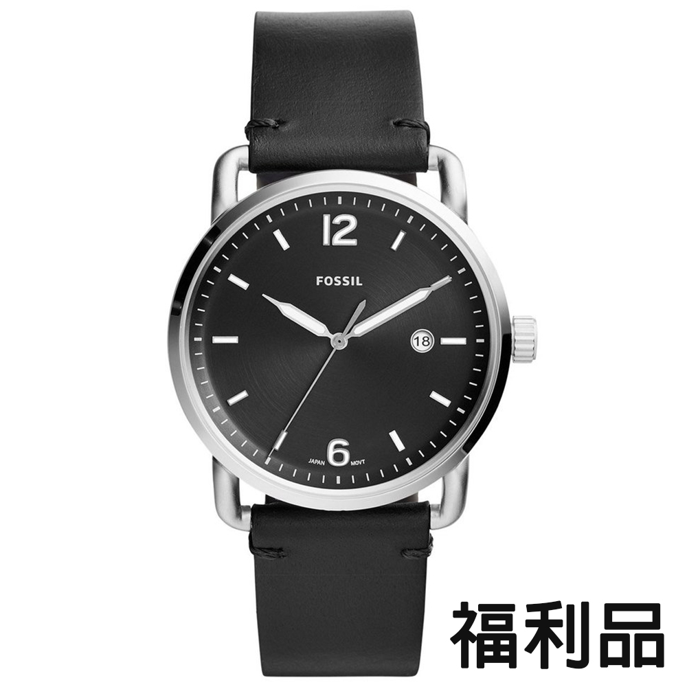 【FOSSIL】福利品出清-RUNWAY簡約時標時尚皮革腕錶-黑x44mm(FS5406)