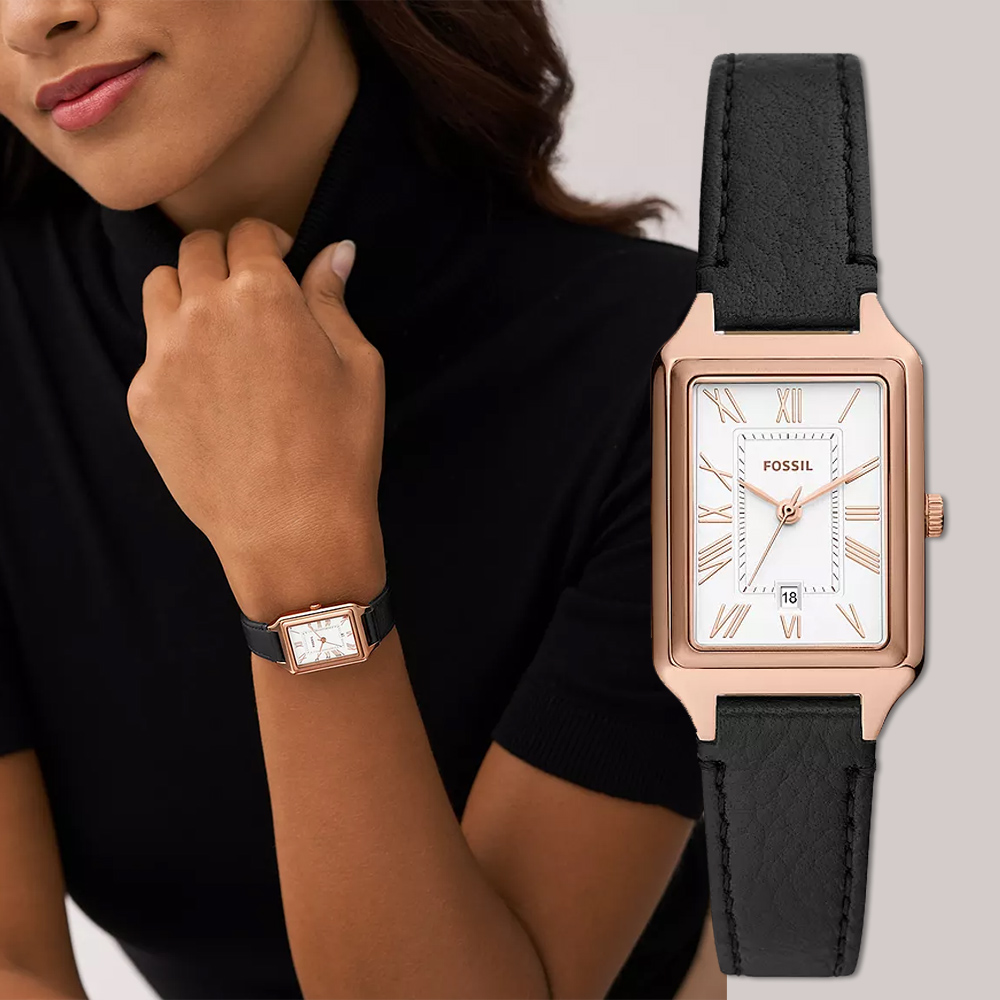 FOSSIL Raquel 羅馬方形皮帶女錶-23x31mm ES5310