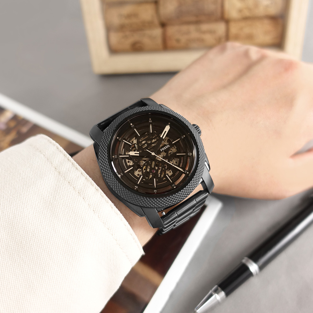 FOSSIL / ME3253 / 工業風格 機械錶 自動上鍊 鏤空 日本機芯 不鏽鋼手錶 古銅色x鍍黑 45mm