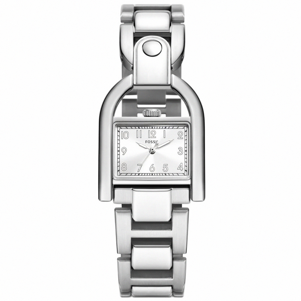 【FOSSIL】公司貨 馬鞍典雅不鏽鋼腕錶/銀 女錶(ES5326)