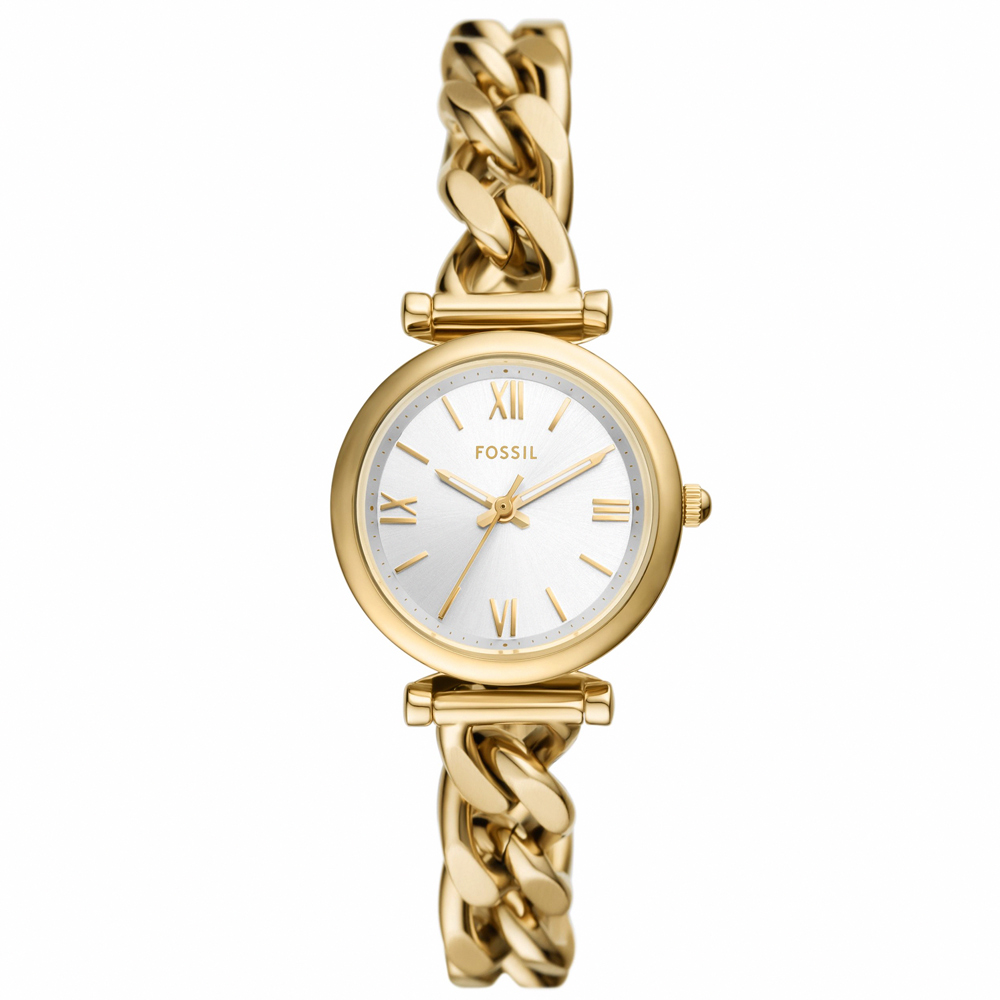【FOSSIL】公司貨 Carlie 羅馬金星光彩不鏽鋼腕錶/香檳金x銀面 女錶(ES5329)