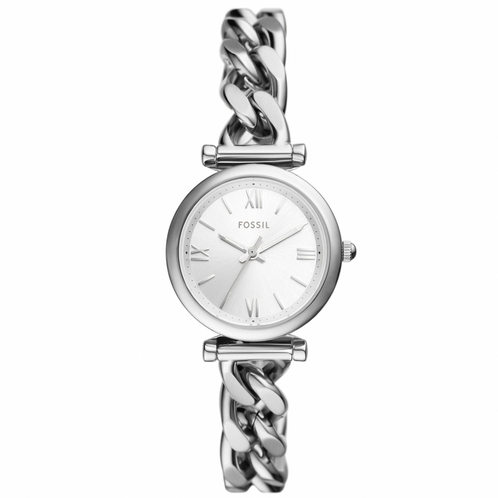 【FOSSIL】公司貨 Carlie 羅馬優雅銀韻不鏽鋼腕錶/銀 女錶(ES5331)