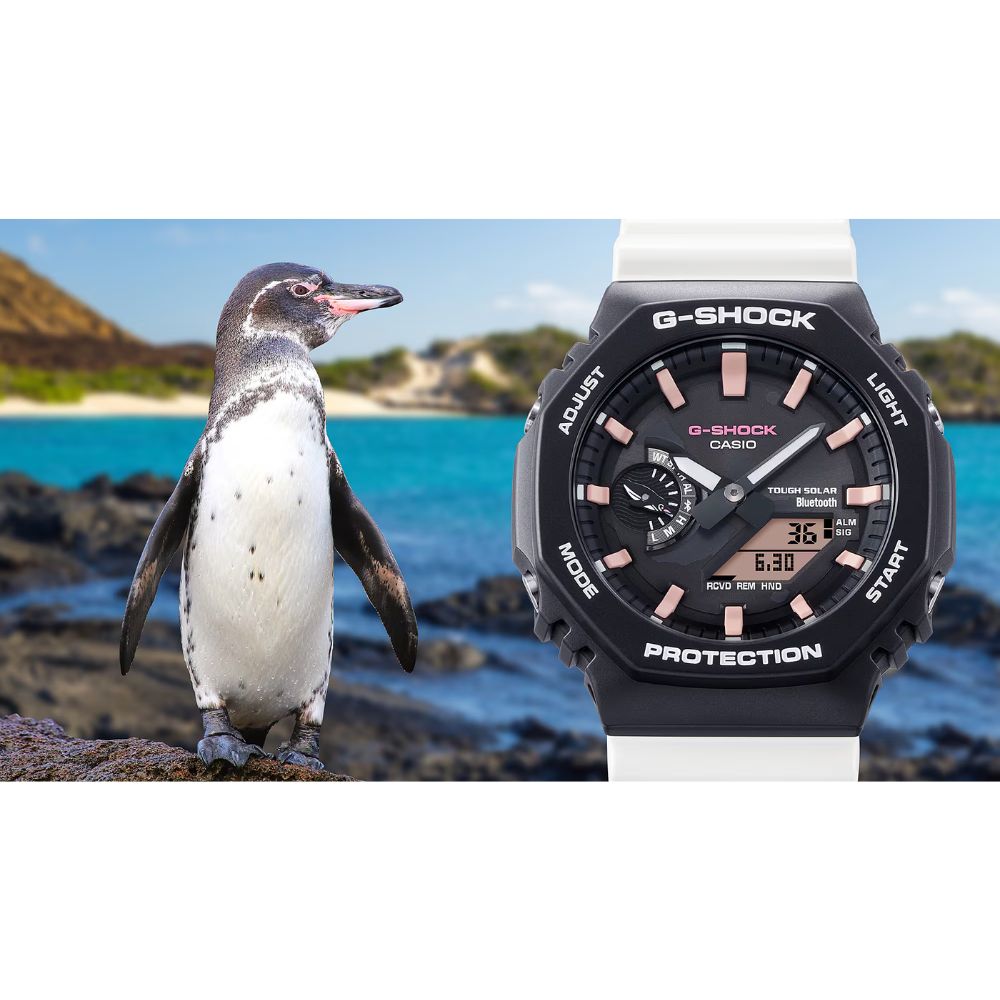 【CASIO 卡西歐】G-SHOCK 加拉巴哥企鵝 保護生態 限量聯名 藍芽 太陽能 八角 GA-B2100CD-1A7 45.4mm