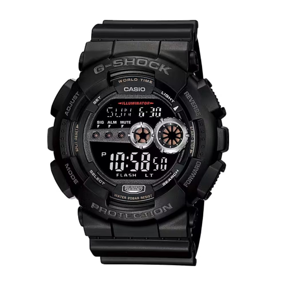 【CASIO 卡西歐】G-SHOCK 堅固耐用 高亮度多功能 數位電子錶款 黑 GD-100-1B 51.2mm