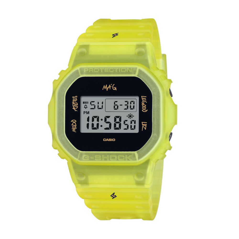 【CASIO 卡西歐】G-SHOCK x J Balvin聯名 溫暖強大力量 閃電標誌電子錶款DWE-5600JB-1A9 43.8mm