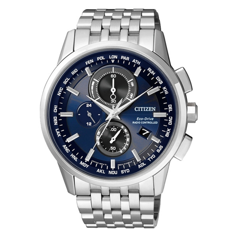 CITIZEN Eco-Drive 超時空武者電波計時腕錶-藍x銀