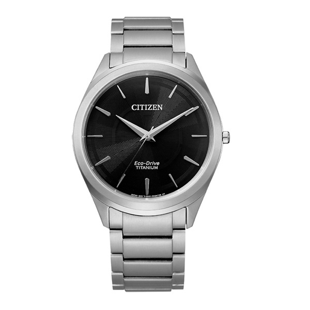 CITIZEN GENT’S光動能鈦金屬職場時尚腕錶-銀X黑
