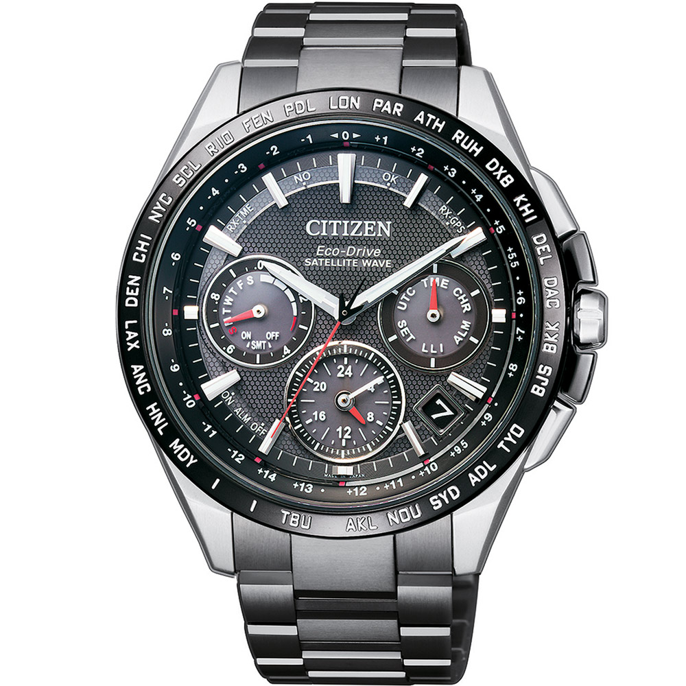 CITIZEN 星辰 光動能 鈦感光衛星計時腕錶-CC9015-62E/黑43.5mm