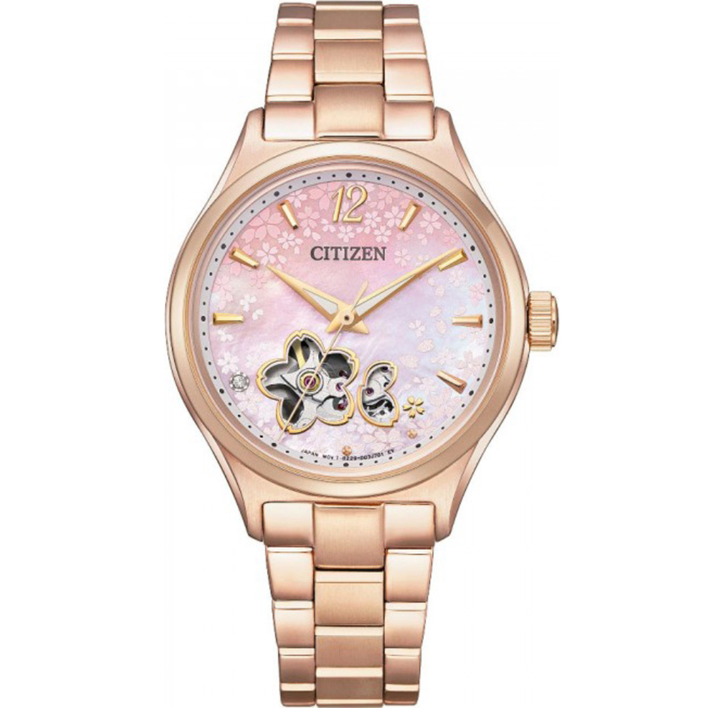 CITIZEN 星辰 Lady 亞洲限定款 櫻雨紛飛機械錶-PC1017-61Y/34mm