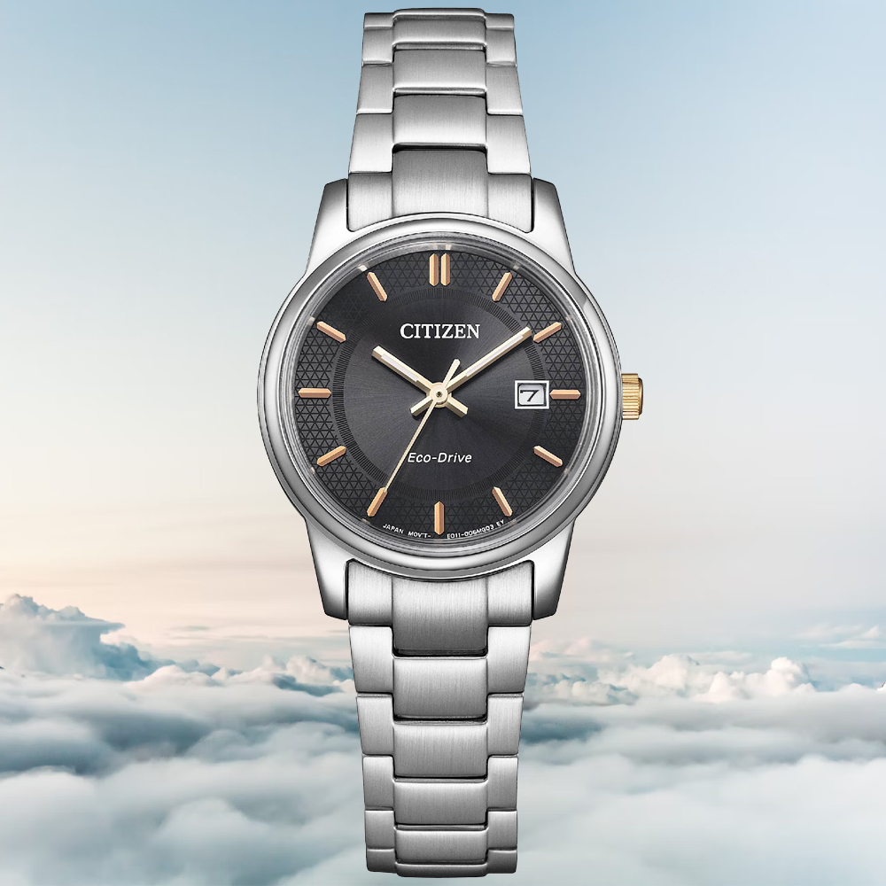 CITIZEN星辰 PAIR系列 光動能 簡約時尚腕錶 27.5mm / EW2317-76E
