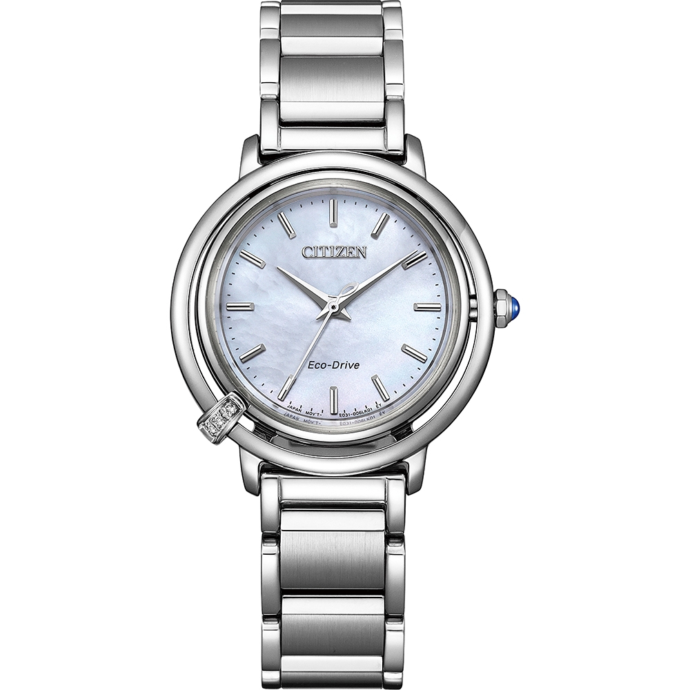 CITIZEN星辰 L系列光動能鑽石女錶附贈皮革錶帶EM1090-60D