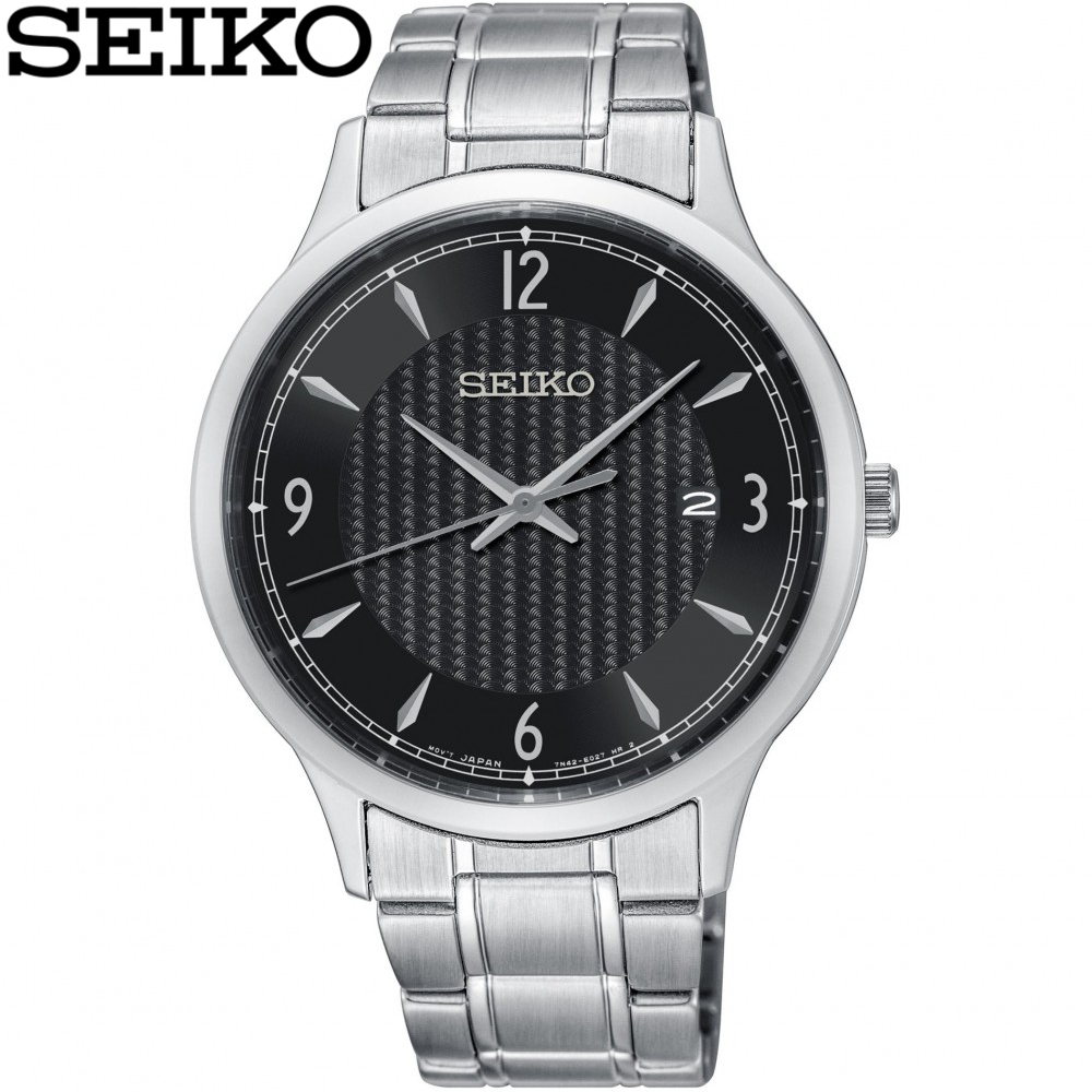 【SEIKO精工】初出茅廬正裝必備不鏽鋼男錶-黑x43mm(SGEH81P1)