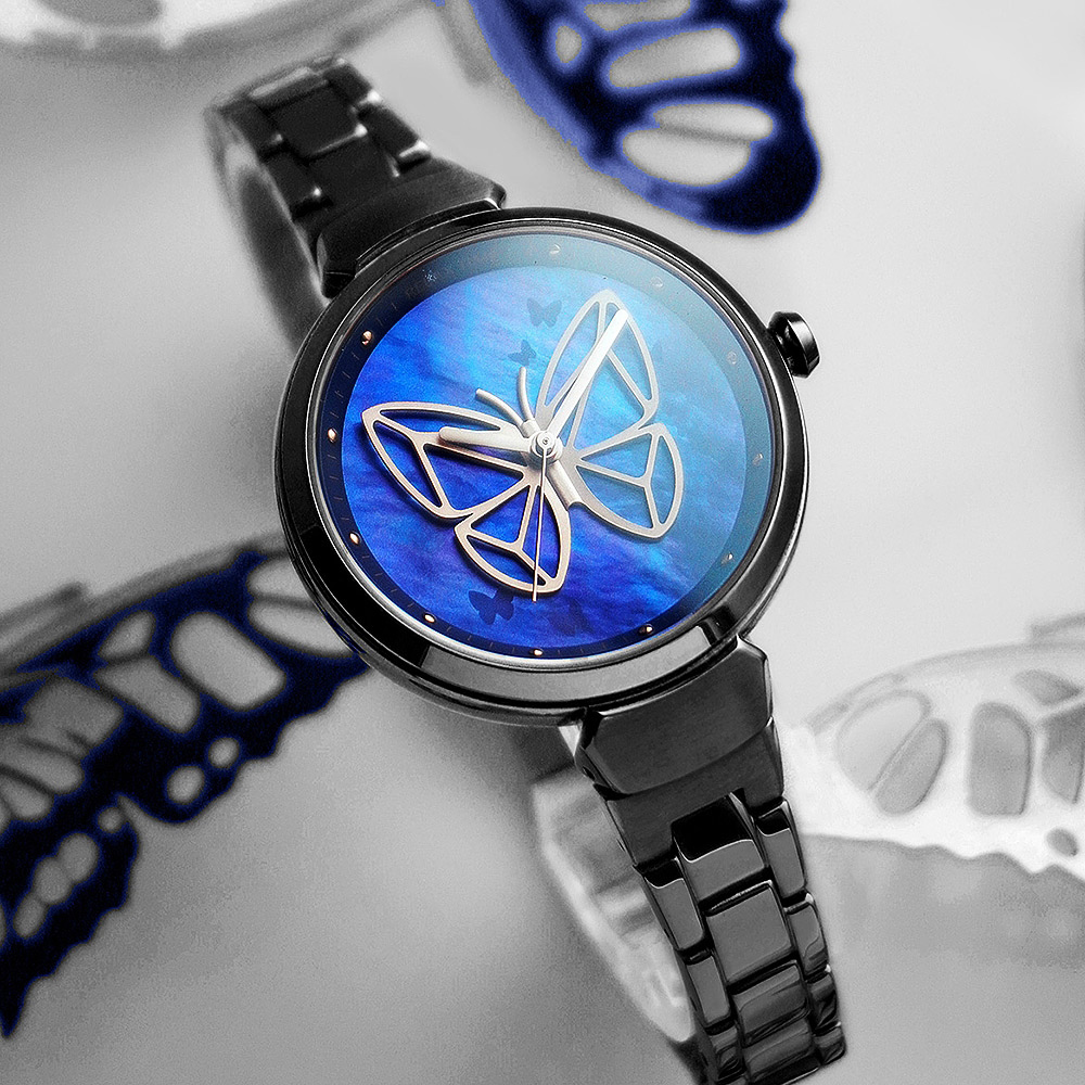 RELAX TIME 年度設計錶款 蛻變系列 大紫蛺蝶限定手錶-藍 RT-95-5