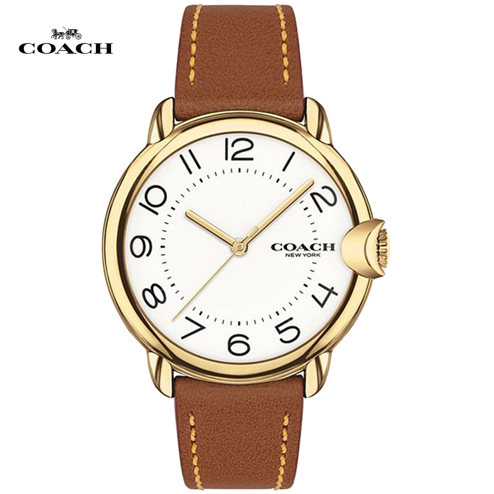 COACH 經典LOGO C時尚腕錶/咖啡/36mm/CO14503607