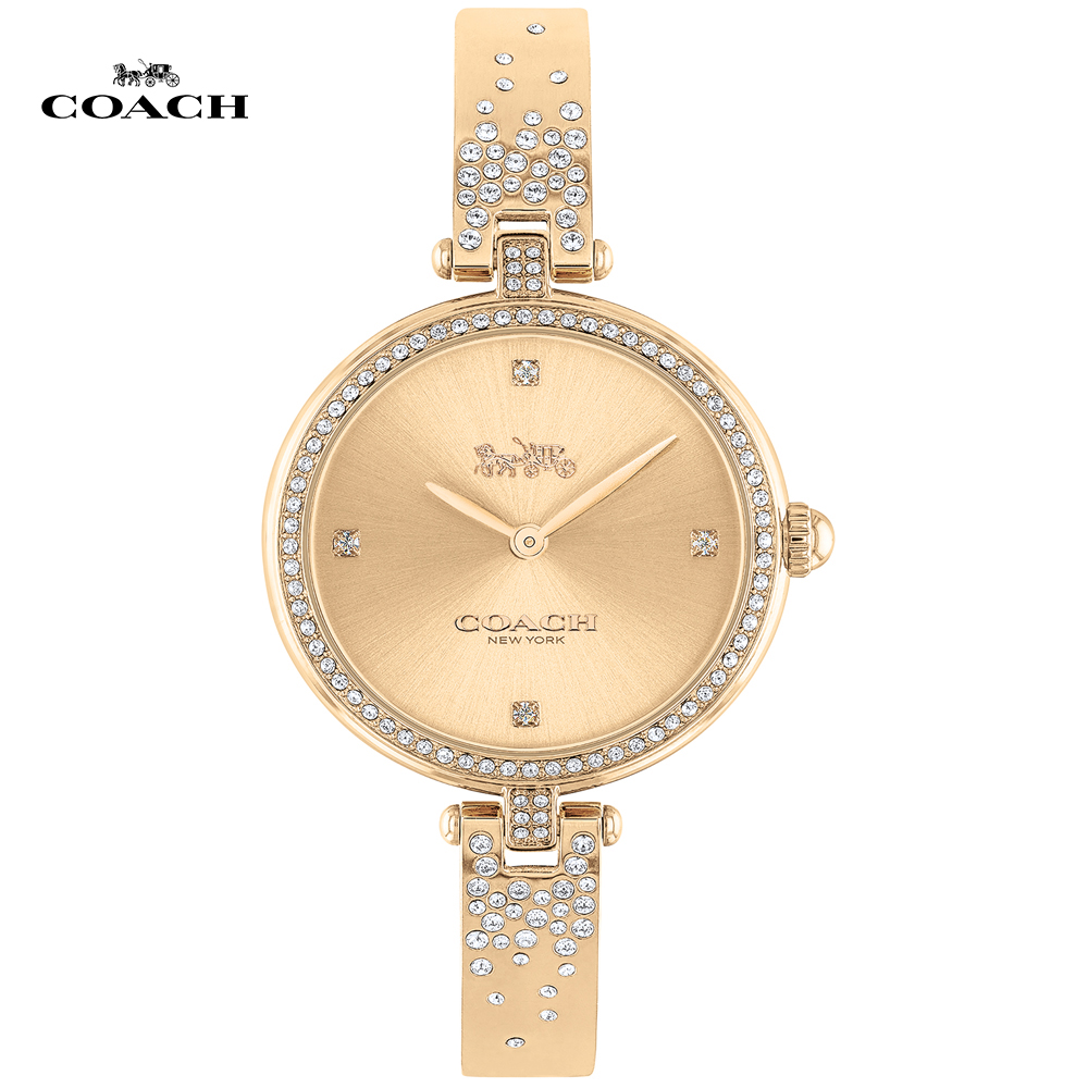 COACH 典雅晶鑽手環式腕錶/玫瑰金/29mm/CO14503651