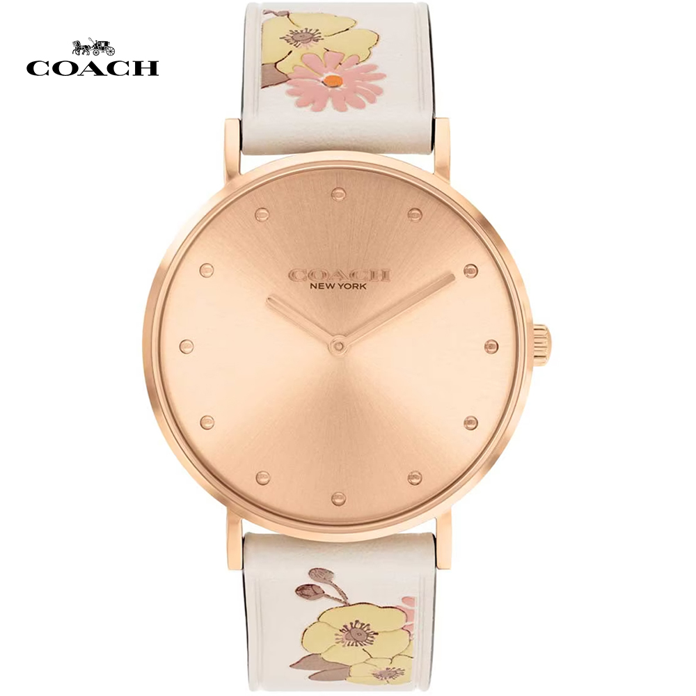 COACH 典雅山茶花氣質腕錶/玫瑰金X米/36mm/CO14503920
