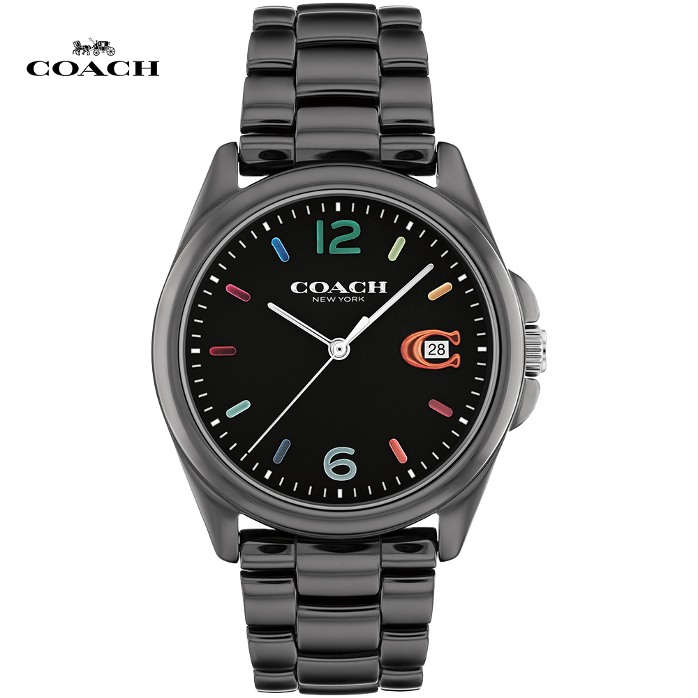 COACH LOGO C 炫彩時標陶瓷錶/黑/36mm/CO14503927