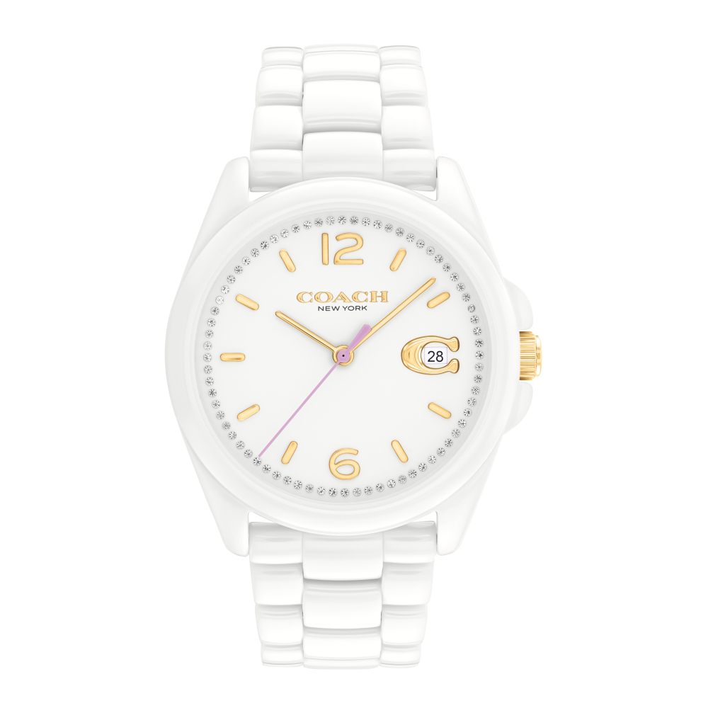 COACH 優雅典鑽白色陶瓷腕錶36mm(14503925)