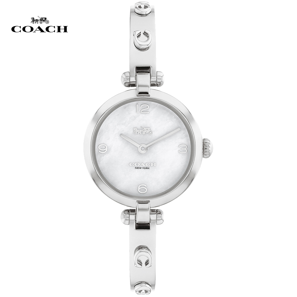 COACH LOGO C 浮雕手環式腕錶/25mm/銀/CO14504005