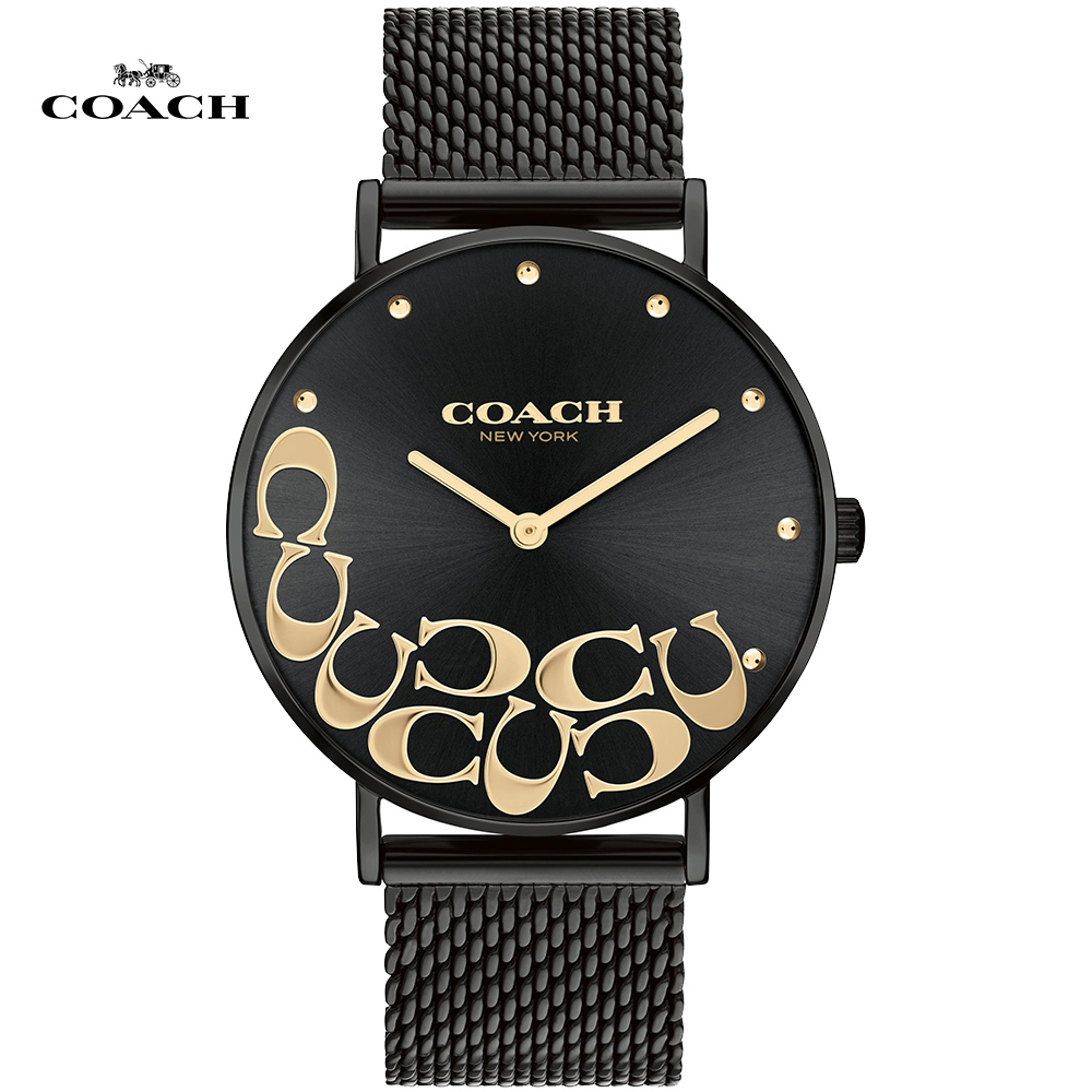 COACH LOGO C 米蘭帶腕錶/黑/36mm/CO14503826