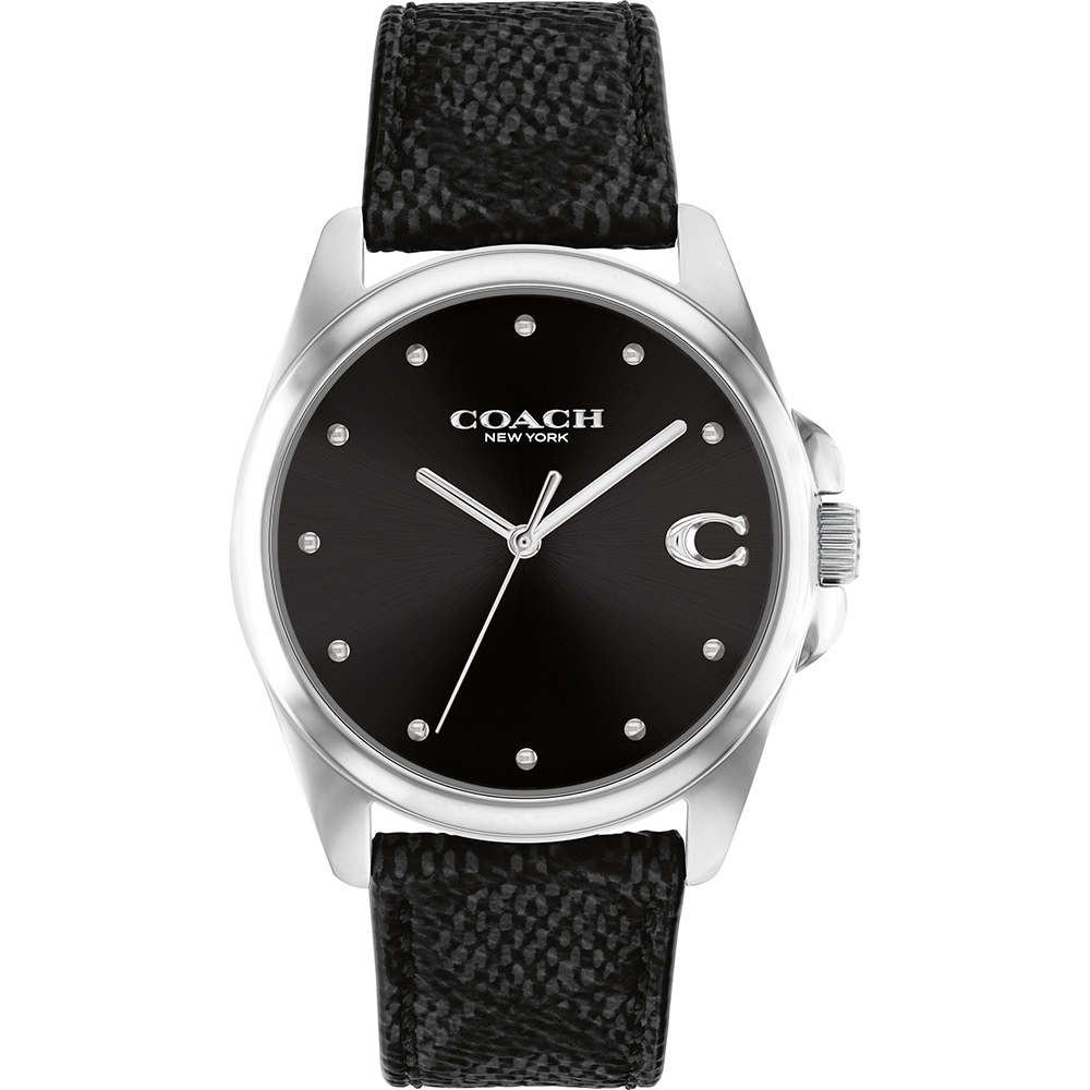 COACH Greyson C字皮帶女錶-黑/36mm(CO14504112)