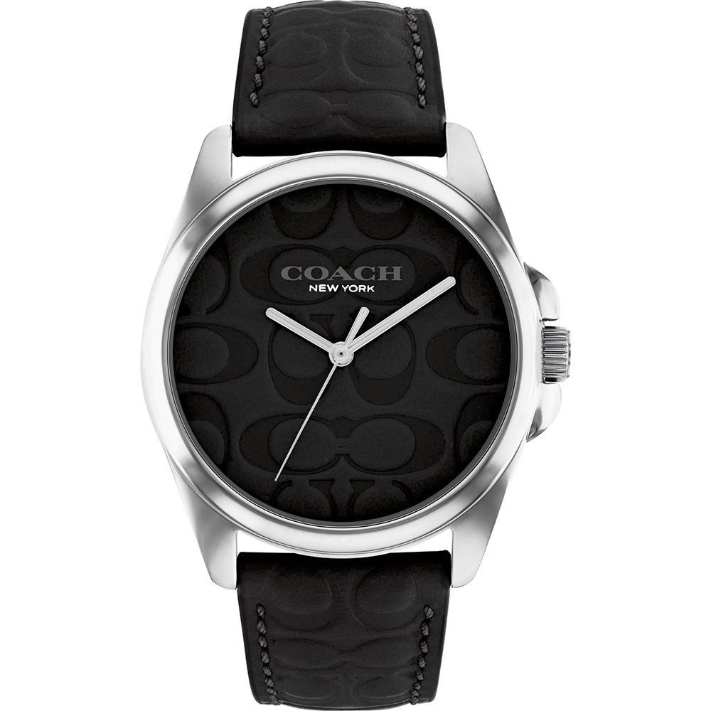 COACH Gracy CC浮雕皮帶女錶-經典黑(CO14504142)