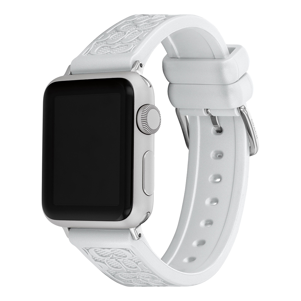 COACH Apple Watch 錶帶 38/40/41mm適用 白色矽膠錶帶(不含手錶) CO14700210