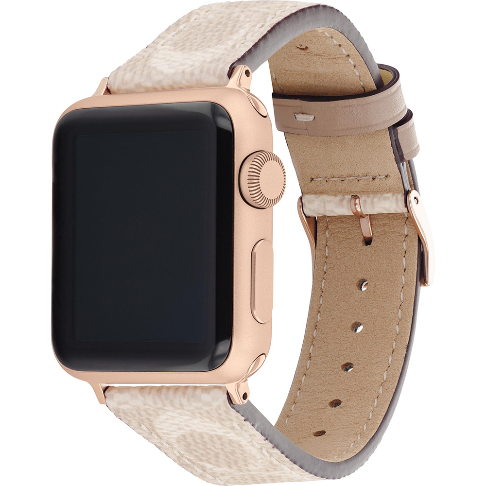 COACH Apple Watch 錶帶 38/40mm 適用 皮錶帶 - 淺色x玫瑰金(不含手錶)
