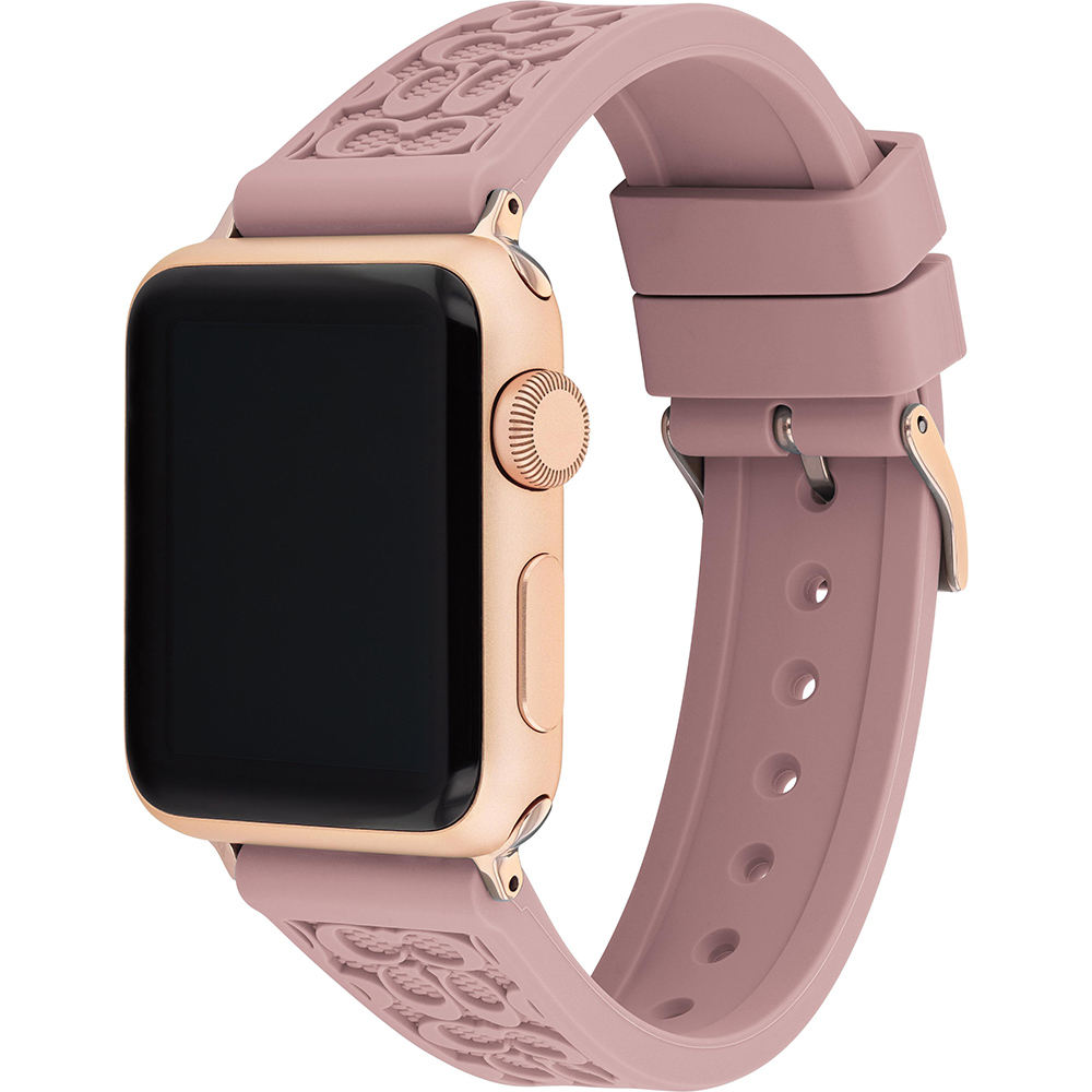COACH Apple Watch 錶帶 38/40mm 適用 矽膠錶帶 - 煙燻粉x玫瑰金(不含手錶)