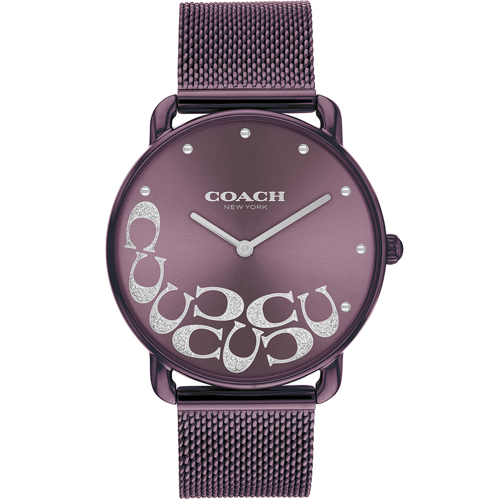 COACH Elliot 金屬光C字紫色米蘭帶女錶 CO14504339