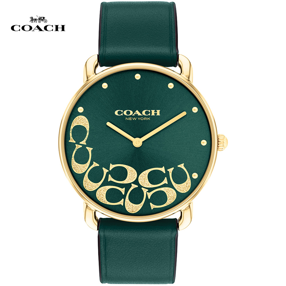 COACH 星砂LOGO C 時尚腕錶/綠/36mm/CO14504337