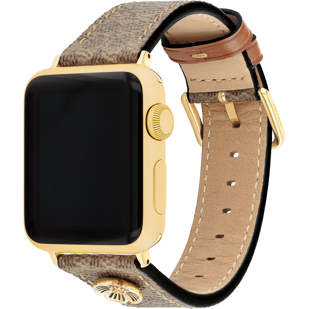 COACH Apple Watch 錶帶 38/41/42mm 適用 皮錶帶 - 褐色C字(不含手錶)